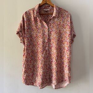 Beachlunchlounge Floral Short-Sleeve Button-Up Shirt,‎ Sz Large, relaxed, casual